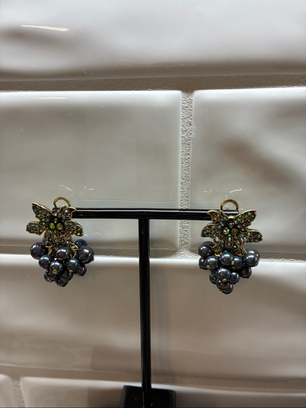 Beaded Dangle Earrings - Iridescent Metallic Beads by
Heidi Daus.